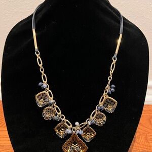 Elizabeth and James Gold and Blue Necklace